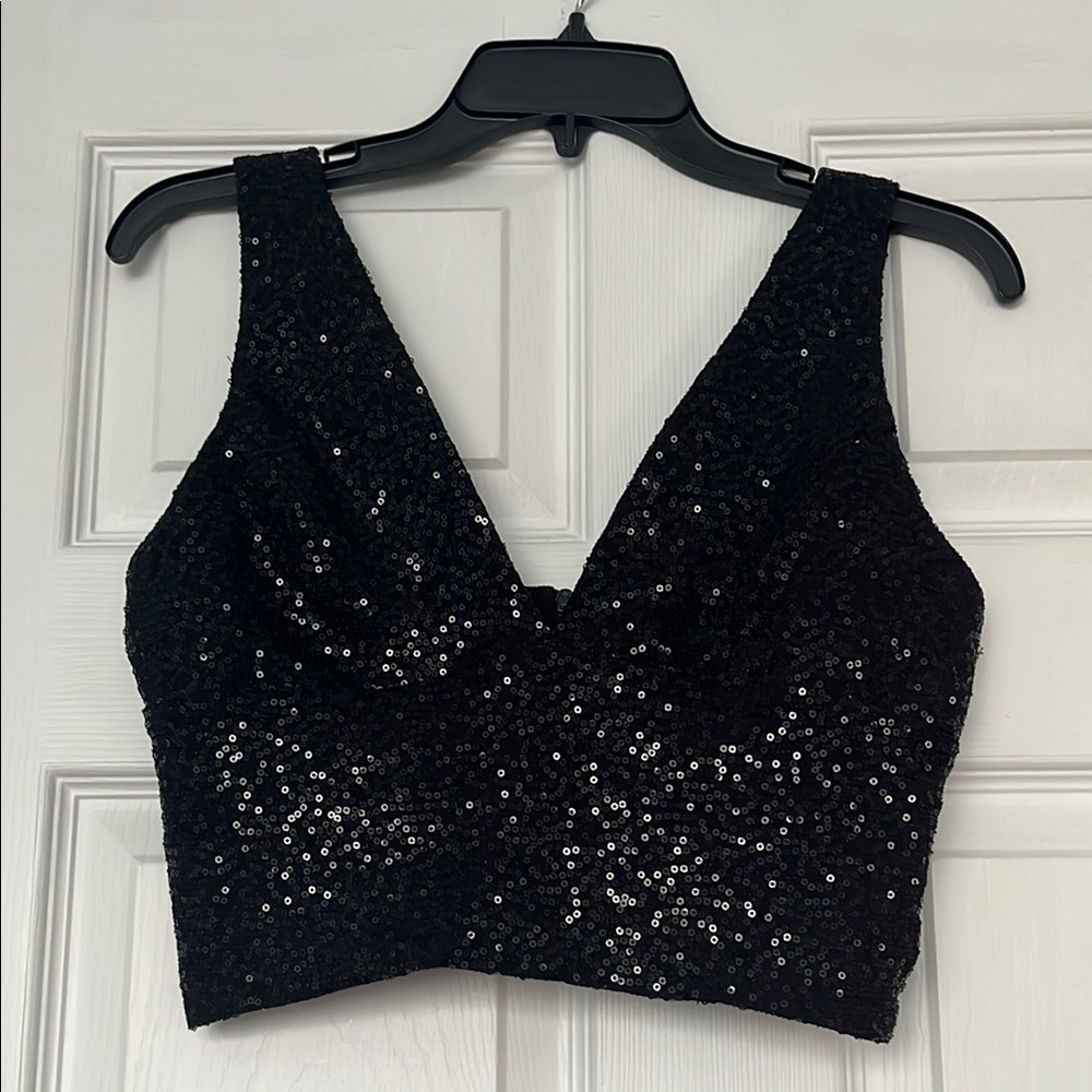 Black Sequin Women's Top